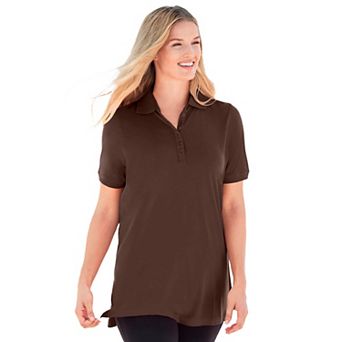 Woman Within Plus Size Perfect Short-Sleeve Polo Shirt