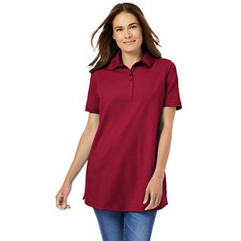 Woman Within Plus Size Perfect Short-Sleeve Polo Shirt