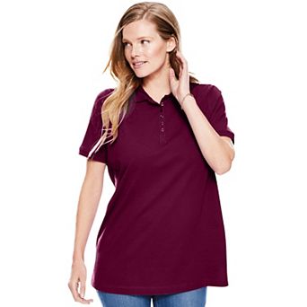 Woman Within Plus Size Perfect Short-Sleeve Polo Shirt