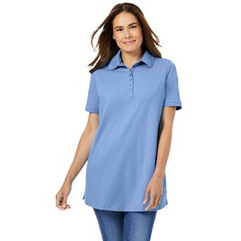 Woman Within Plus Size Perfect Short-Sleeve Polo Shirt