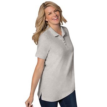 Woman Within Plus Size Perfect Short-Sleeve Polo Shirt