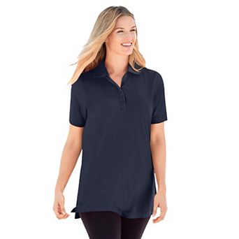 Woman Within Plus Size Perfect Short-Sleeve Polo Shirt