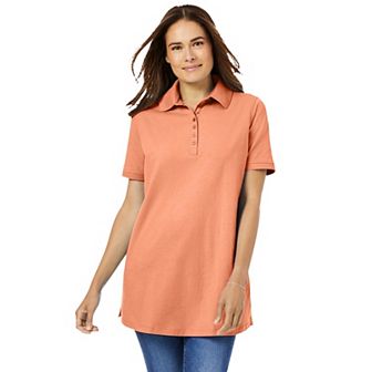 Woman Within Plus Size Perfect Short-Sleeve Polo Shirt