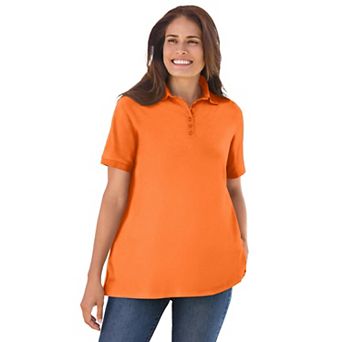 Woman Within Plus Size Perfect Short-Sleeve Polo Shirt
