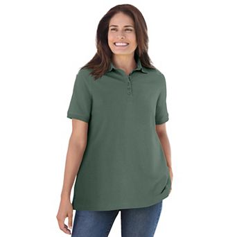Woman Within Plus Size Perfect Short-Sleeve Polo Shirt