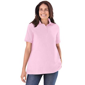 Woman Within Plus Size Perfect Short-Sleeve Polo Shirt