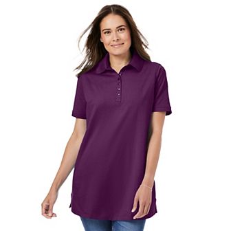 Woman Within Plus Size Perfect Short-Sleeve Polo Shirt