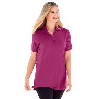 Woman Within Plus Size Perfect Short-Sleeve Polo Shirt
