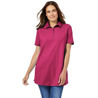 Woman Within Plus Size Perfect Short-Sleeve Polo Shirt