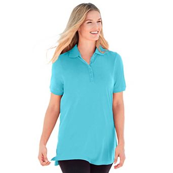 Woman Within Plus Size Perfect Short-Sleeve Polo Shirt
