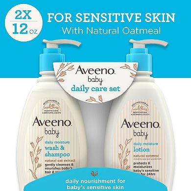 Aveeno Baby Daily Care Baby Wash, Shampoo, and Lotion Gift Set