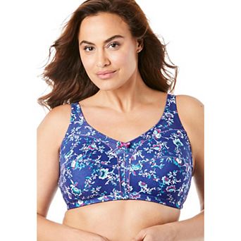 Comfort Choice Women's Plus Size Wireless Back-Close Cotton Bra