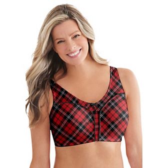 Comfort Choice Women's Plus Size Cotton Back-Close Wireless Bra