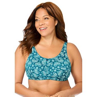 Comfort Choice Women's Plus Size Cotton Back-close Wireless Bra