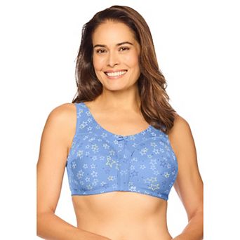Comfort Choice Women's Plus Size Cotton Back-close Wireless Bra