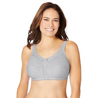 Comfort Choice Women's Plus Size Cotton Back-Close Wireless Bra