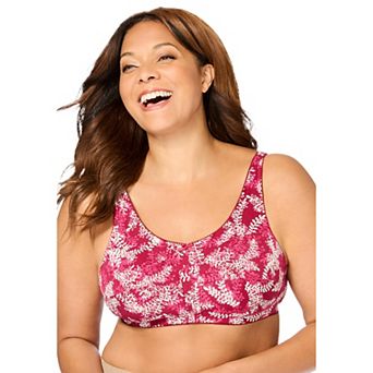 Comfort Choice Women's Plus Size Wireless Back-Close Cotton Bra