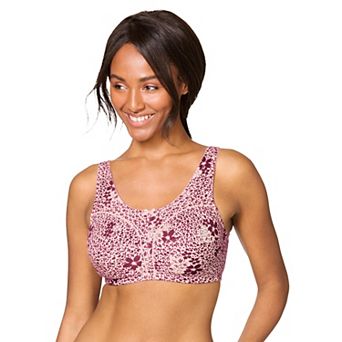 Comfort Choice Women's Plus Size Cotton Back-close Wireless Bra