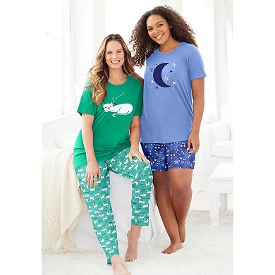 Dreams & Co. Plus Size Graphic Tee PJ Set