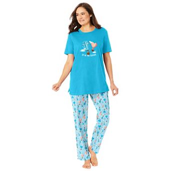 Dreams & Co. Plus Size Graphic Tee PJ Set