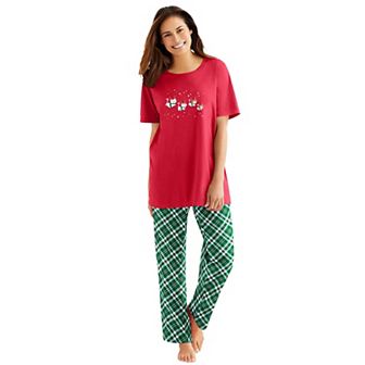 Dreams & Co. Plus Size Graphic Tee PJ Set