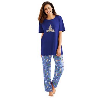 Dreams & Co. Plus Size Graphic Tee PJ Set