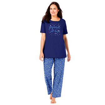 Dreams & Co. Plus Size Graphic Tee PJ Set