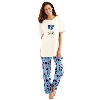 Dreams & Co. Plus Size Graphic Tee PJ Set