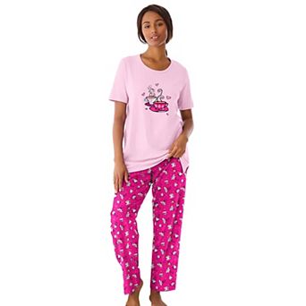 Dreams & Co. Plus Size Graphic Tee PJ Set