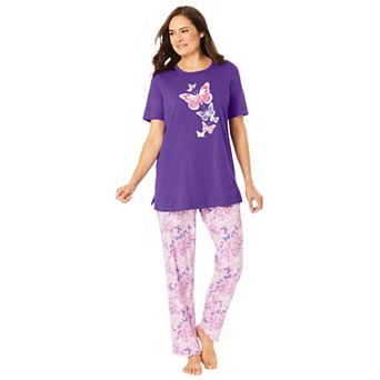 Dreams & Co. Plus Size Graphic Tee PJ Set