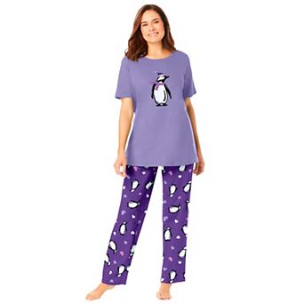 Dreams & Co. Plus Size Graphic Tee Pure Cotton PJ Set