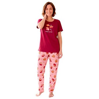 Dreams & Co. Plus Size Graphic Tee Pure Cotton PJ Set