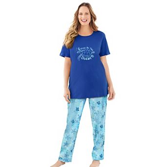 Dreams & Co. Plus Size Graphic Tee PJ Set