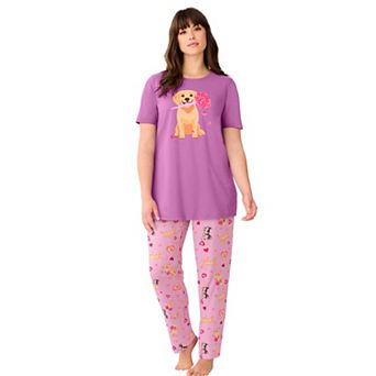 Dreams & Co. Plus Size Graphic Tee PJ Set