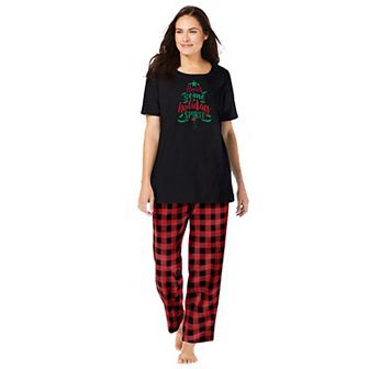 Dreams & Co. Plus Size Graphic Tee PJ Set