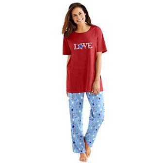Dreams & Co. Plus Size Graphic Tee PJ Set