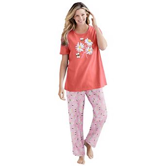 Dreams & Co. Plus Size Graphic Tee PJ Set