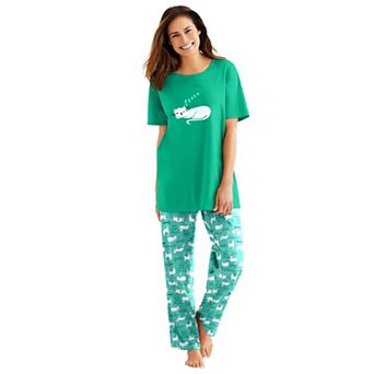 Dreams & Co. Plus Size Graphic Tee PJ Set