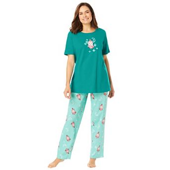 Dreams & Co. Plus Size Graphic Tee PJ Set