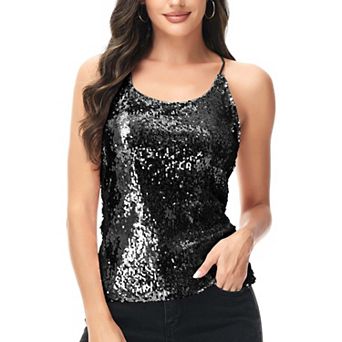 Women's Shimmering Spaghetti Strap Razor Back Tank