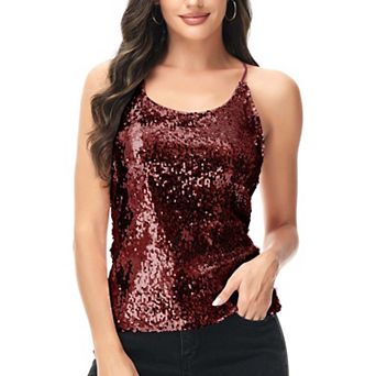Women's Shimmering Spaghetti Strap Razor Back Tank