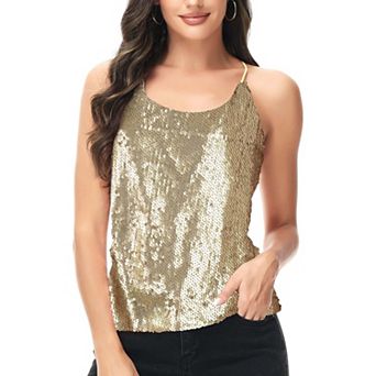 Women's Shimmering Spaghetti Strap Razor Back Tank