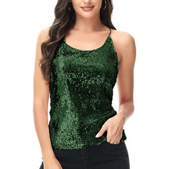 Women's Shimmering Spaghetti Strap Razor Back Tank