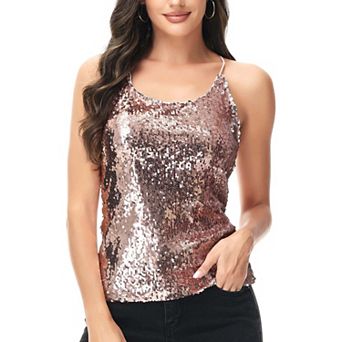 Women's Shimmering Spaghetti Strap Razor Back Tank
