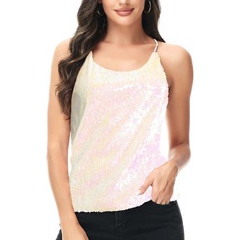 Women's Shimmering Spaghetti Strap Razor Back Tank