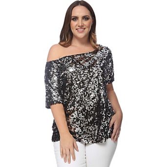 Women's One Shoulder Sequin Top