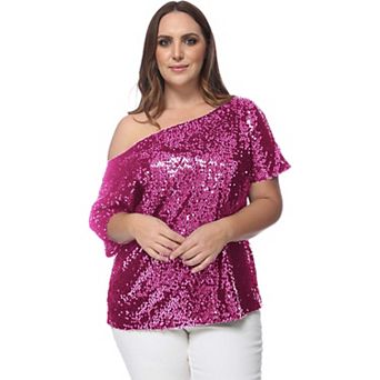 Women's One Shoulder Sequin Top
