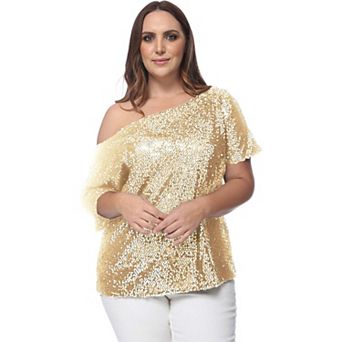Women's One Shoulder Sequin Top