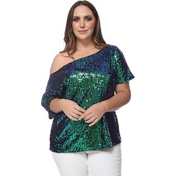 Women's One Shoulder Sequin Top