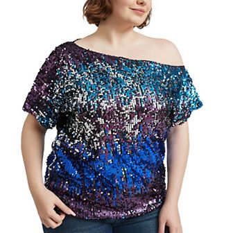 Women's One Shoulder Sequin Top